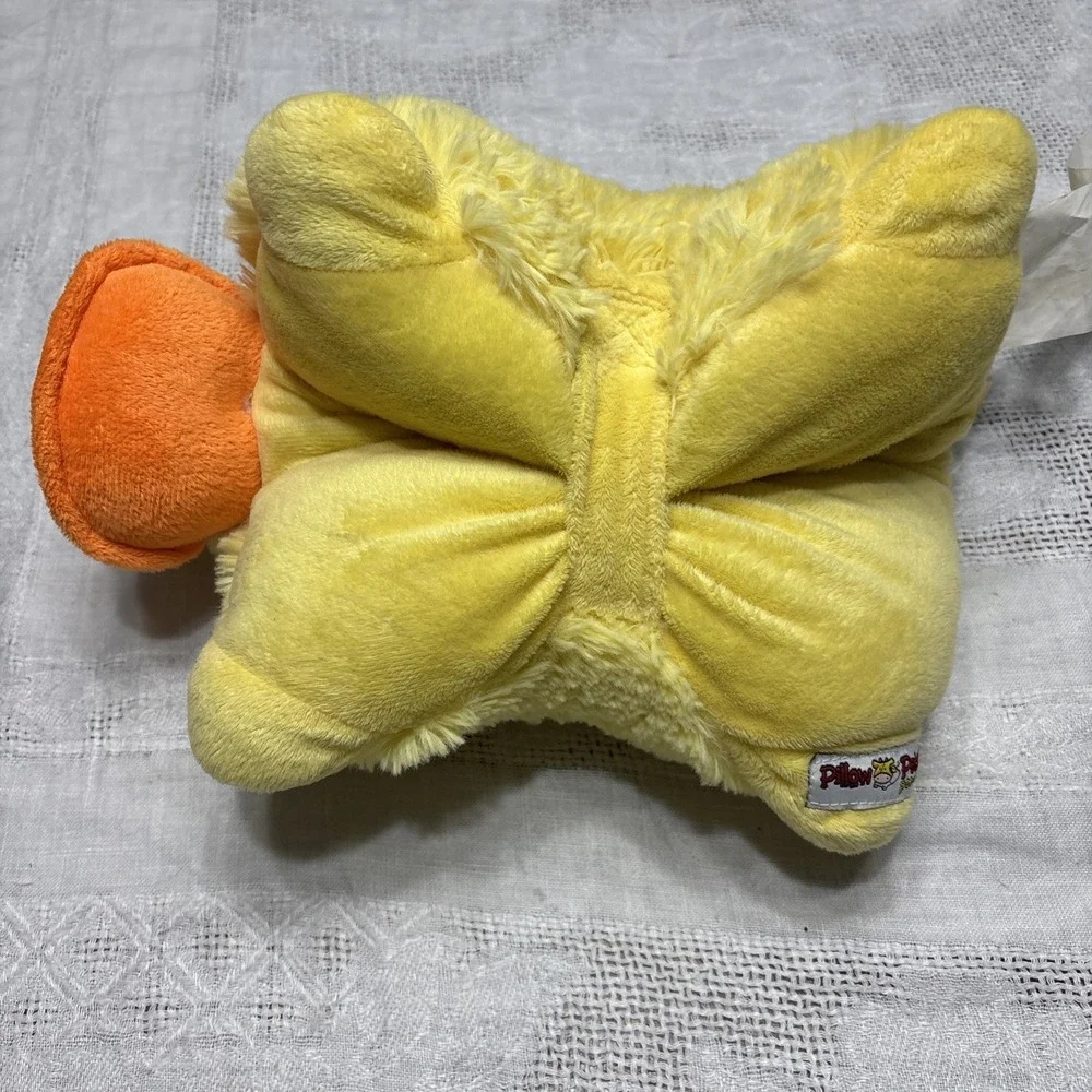 Pillow Pets Pee-Wees 2012 Duck rare HTF used duckling yellow Vtg stuffed animal